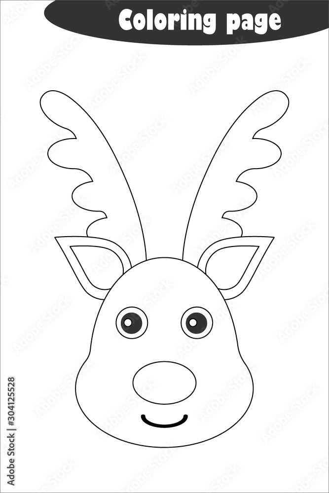 Deer in cartoon style coloring page christmas education paper game for the development of children kids preschool activity printable worksheet vector illustration vector