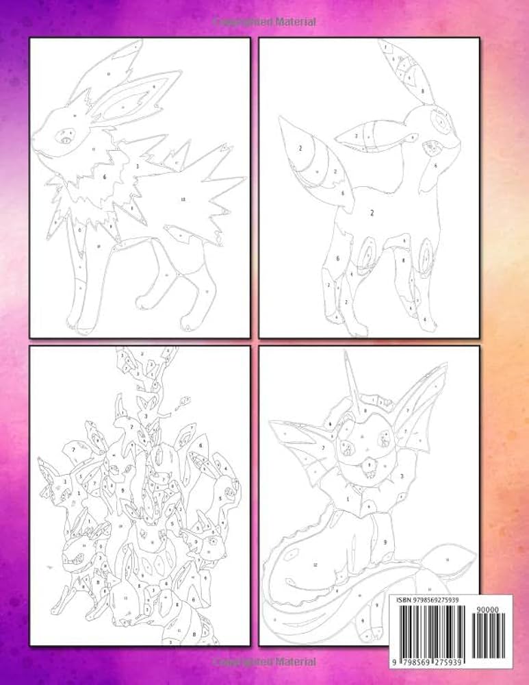 Eevee evolutions color by number eevee evolutions coloring book an adult coloring book for stress