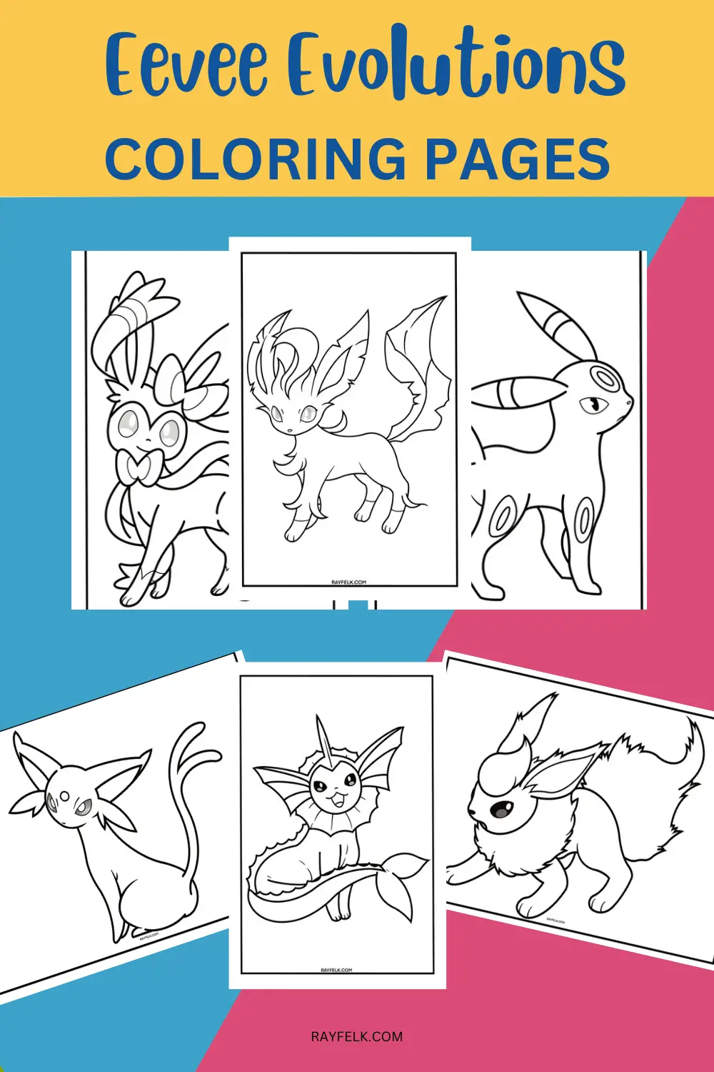 Pokemon eevee evolutions coloring pages free printable pdfs