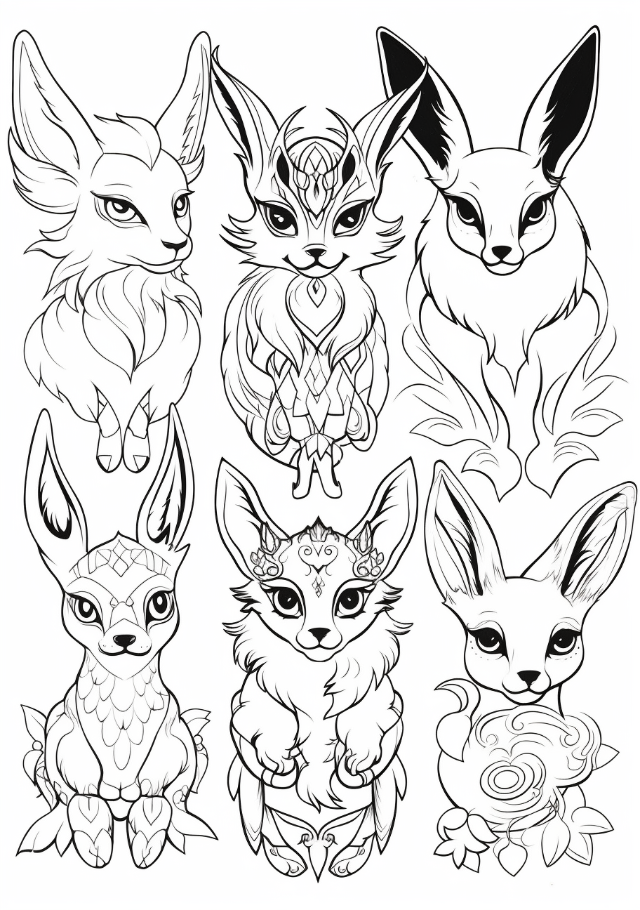 Eevee evolutions ornamental designs