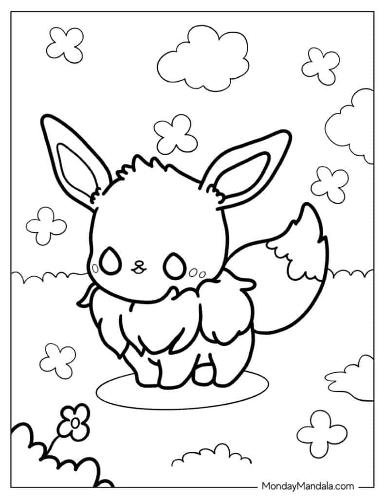 Eevee coloring pages free pdf printables