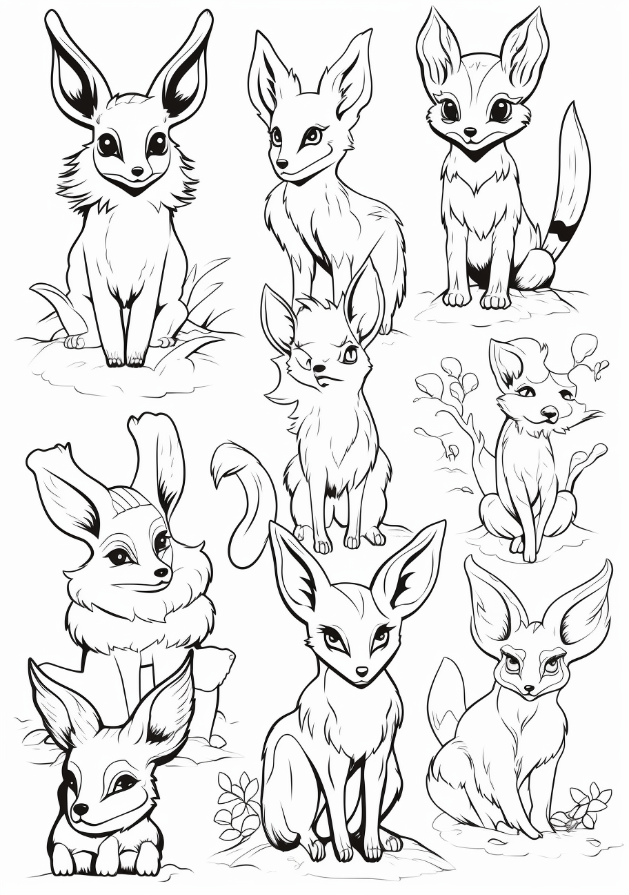 Adults eevee evolution coloring s