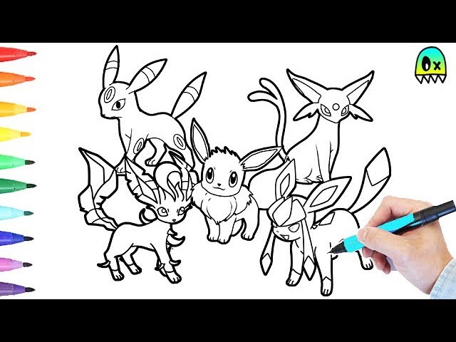 Pokeon coloring pages eevee evolution colouring book fun