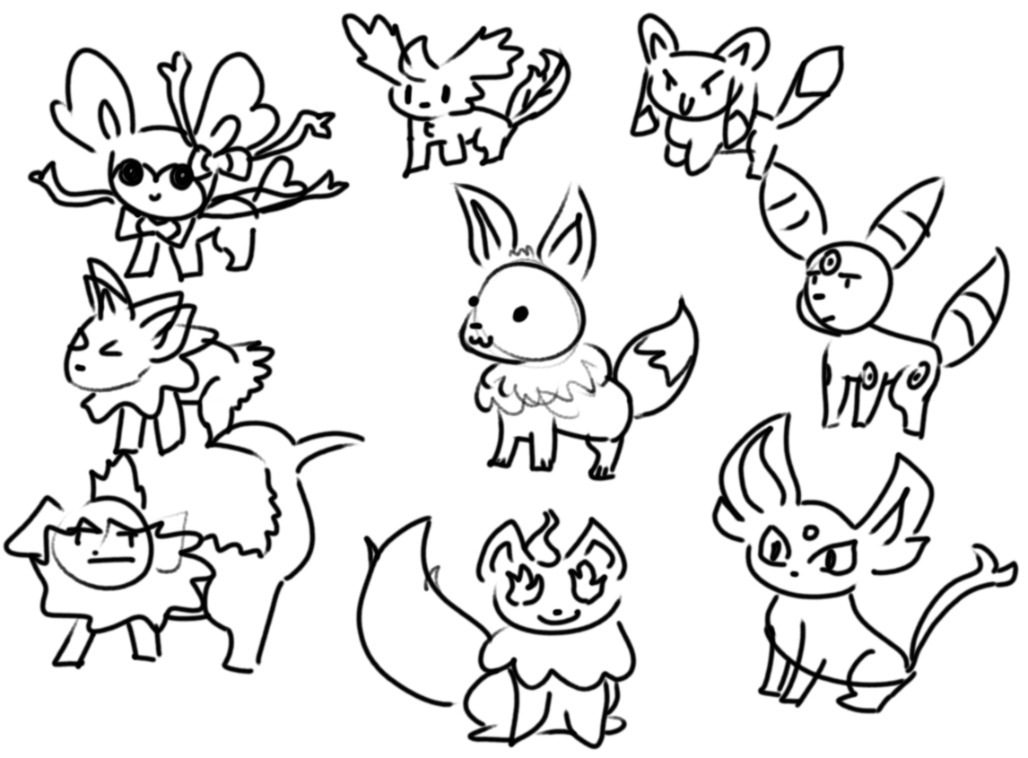 Eevee evolutions i drew by gabby on