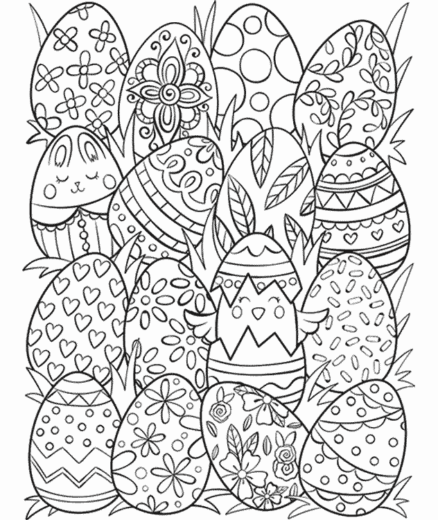 Easter eggs surprise coloring page