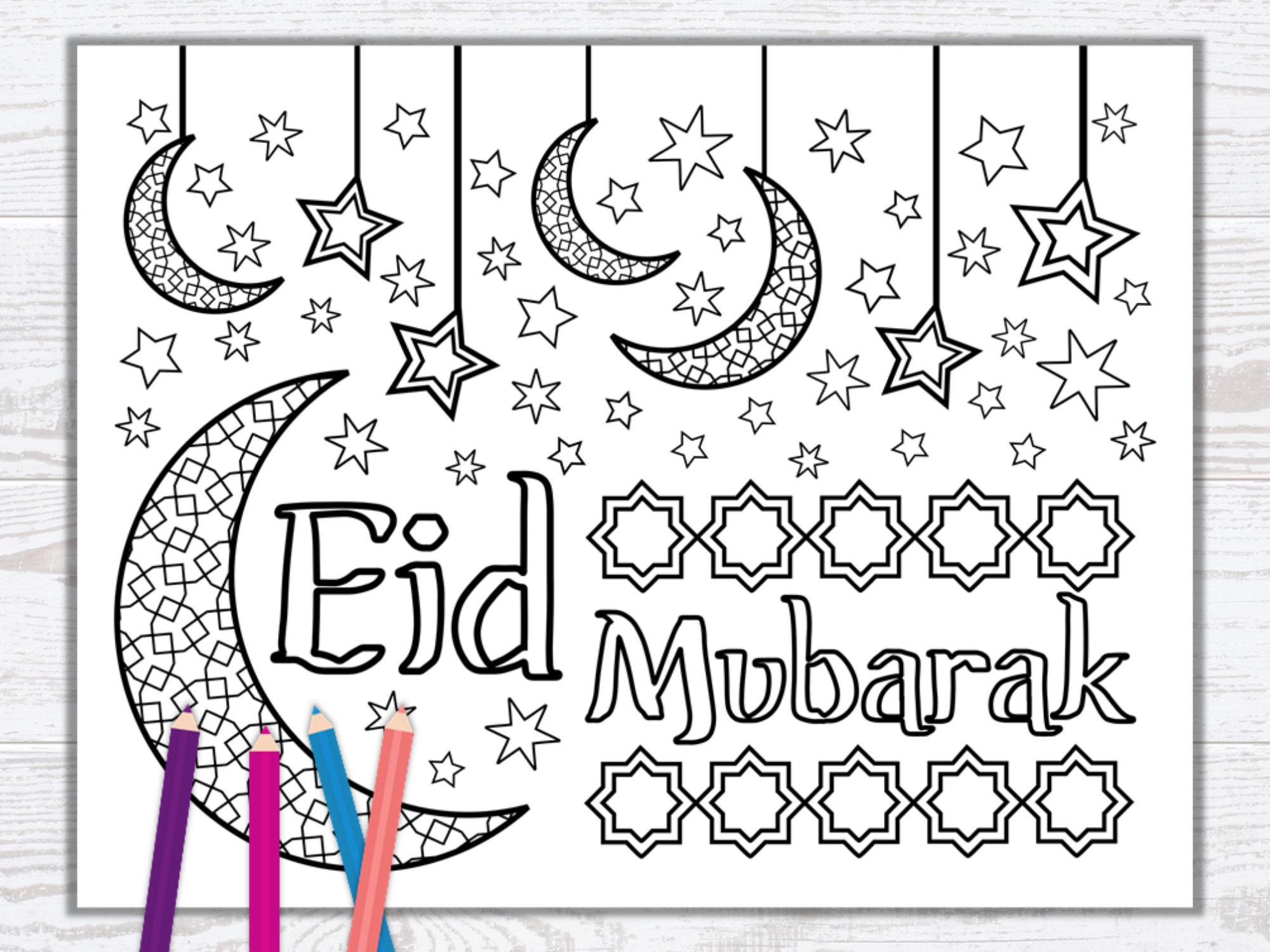 Eid mubarak coloring page ramadan eid activity printable pdf islamic coloring sheet pdf instant download