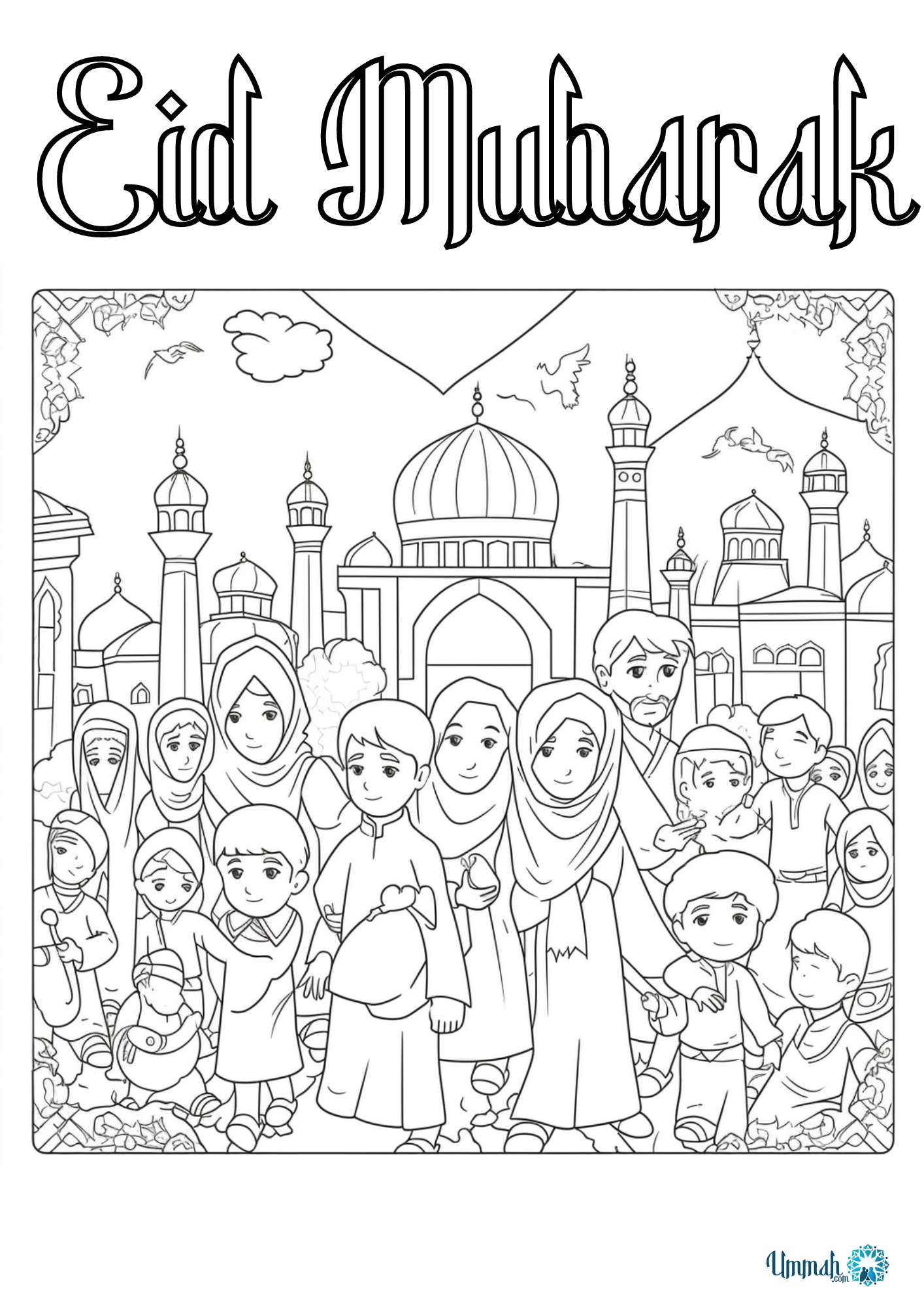 Free printable eid mubarak coloring pages for kids