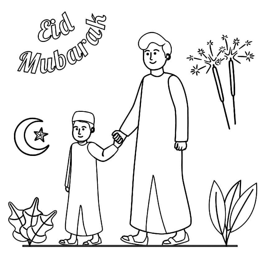 Eid mubarak to print coloring page