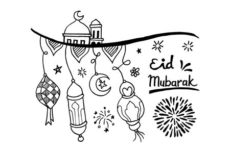 Eid mubarak coloring page stock vector illustration and royalty free eid mubarak coloring page clipart