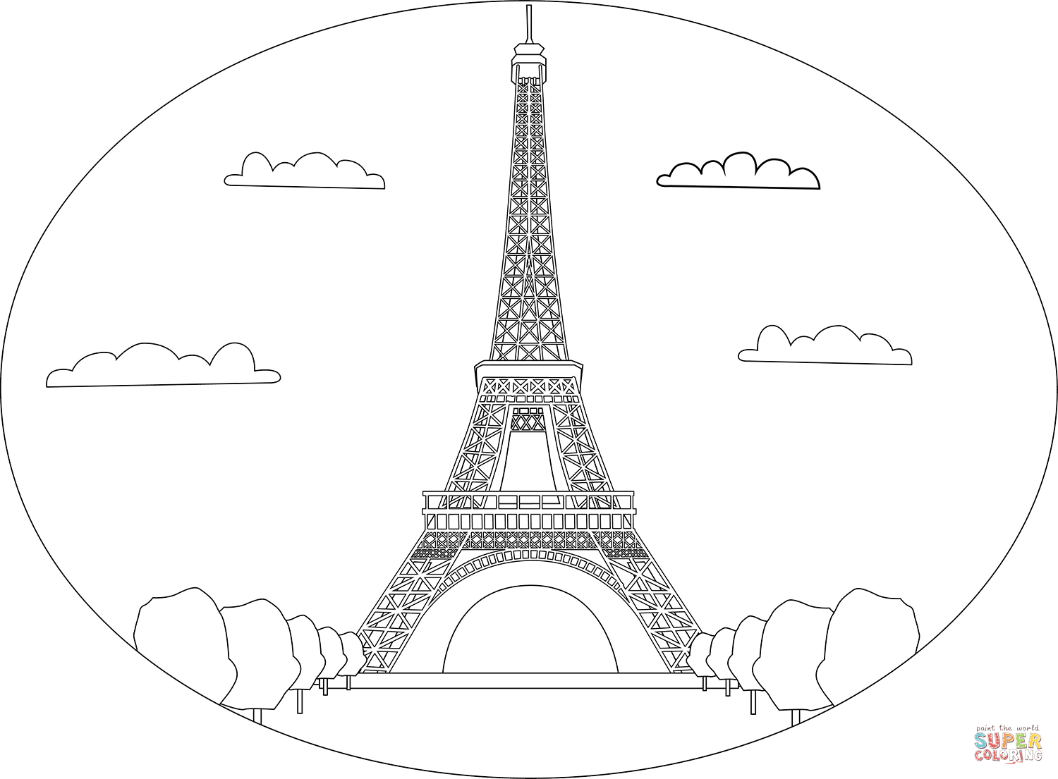 Eiffel tower coloring page free printable coloring pages