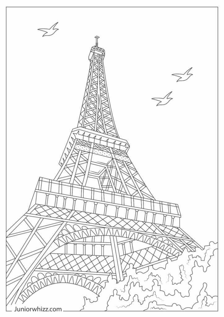 Eiffel tower coloring pages for kids printable pdfs