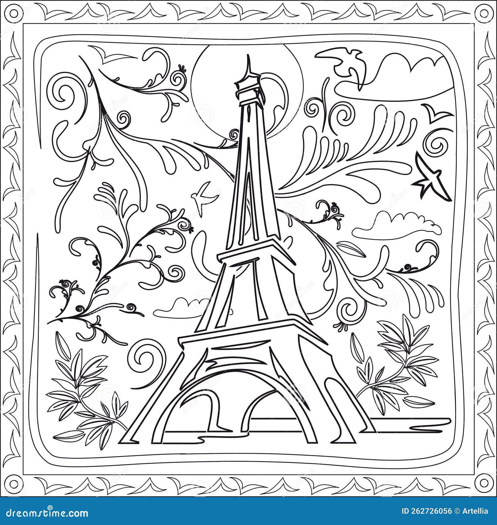 White frame paris eiffel tower stock illustrations â white frame paris eiffel tower stock illustrations vectors clipart