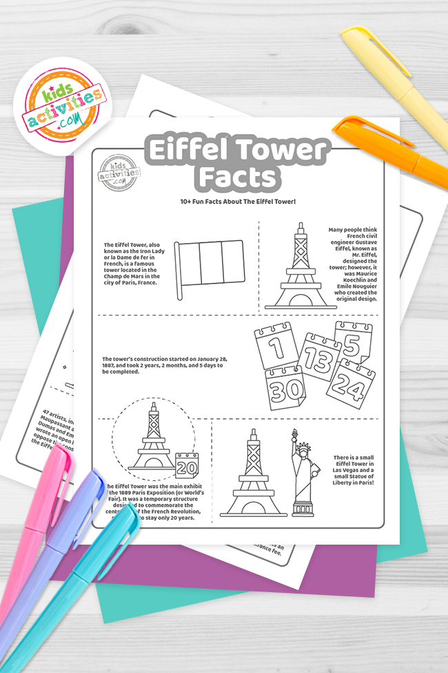 Cool eiffel tower facts to print color kids activities blog