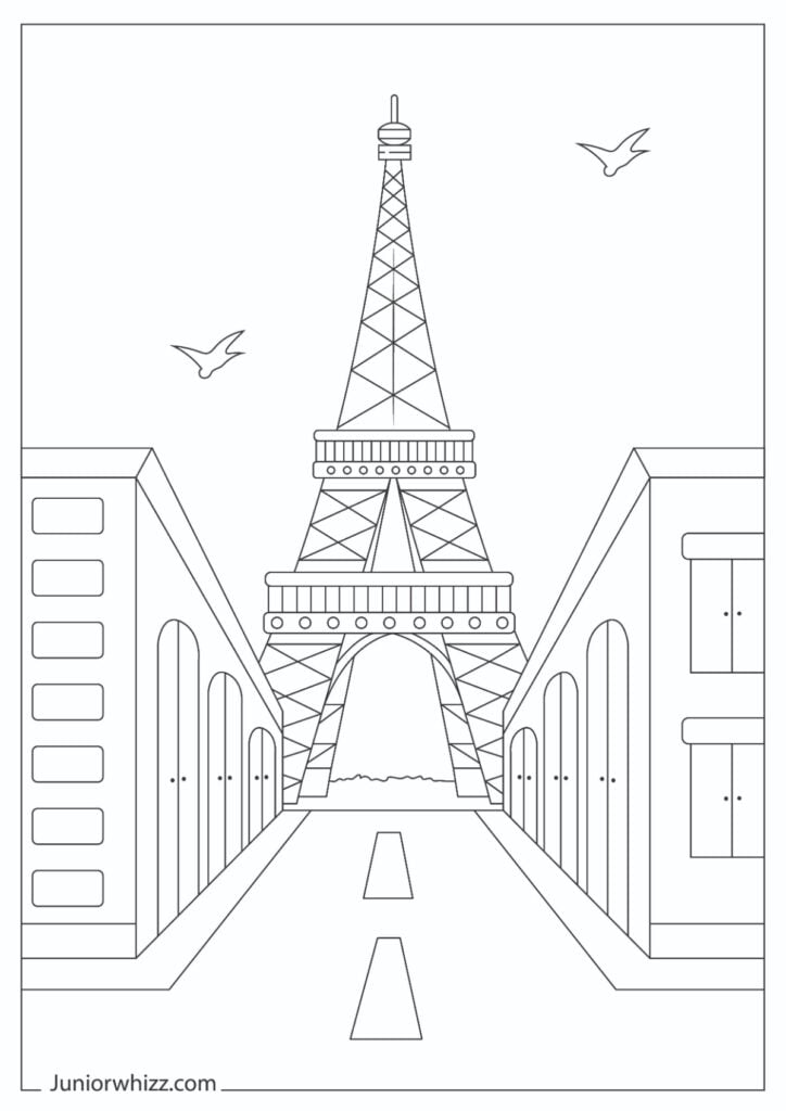 Eiffel tower coloring pages for kids printable pdfs