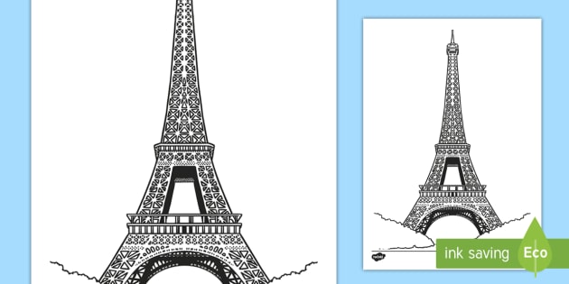 Eiffel tower colouring page printable