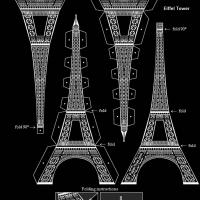 D black and white eiffel tower