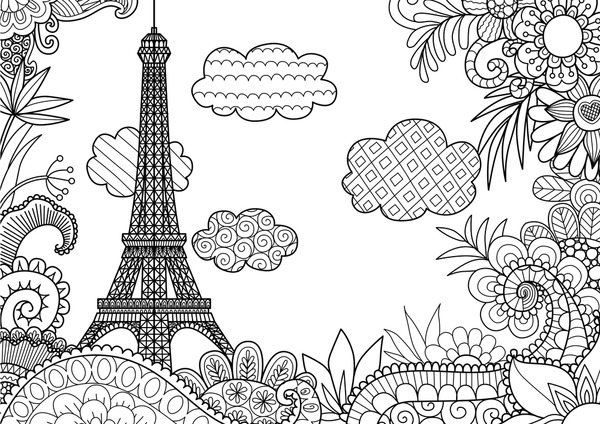 Thousand coloring page paris royalty