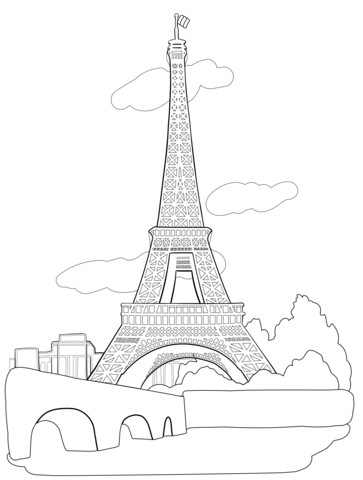 Eiffel tower coloring page free printable coloring pages