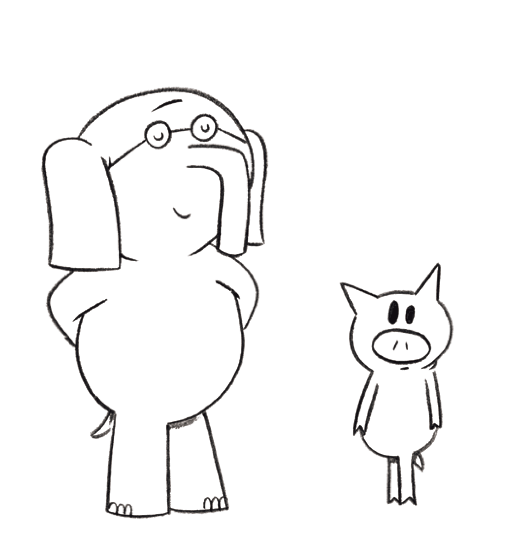 Elephant and piggie coloring pages elephant coloring page piggie and elephant mo willems
