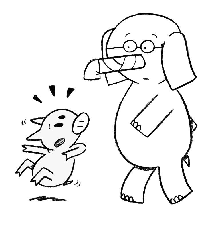 Elephant and piggie coloring page coloring pages kids book club piggie and elephant