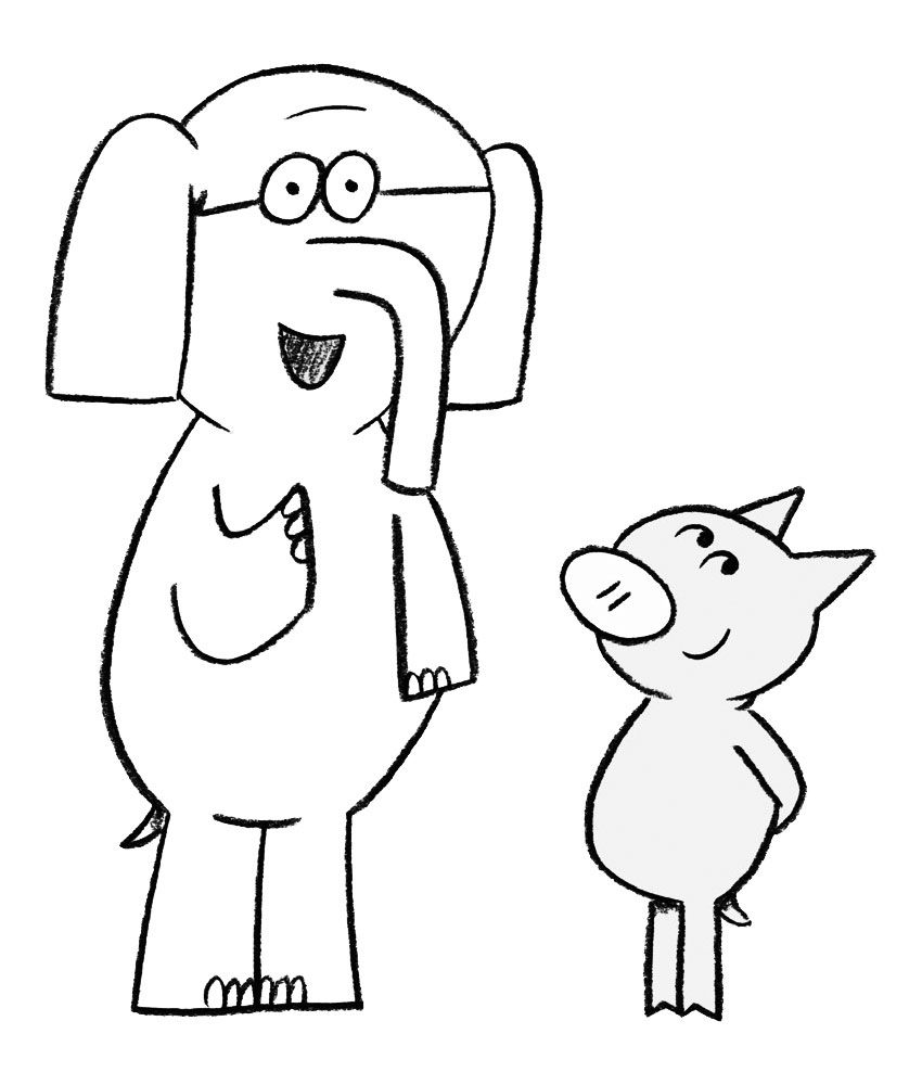 Awesome image of elephant and piggie coloring pages