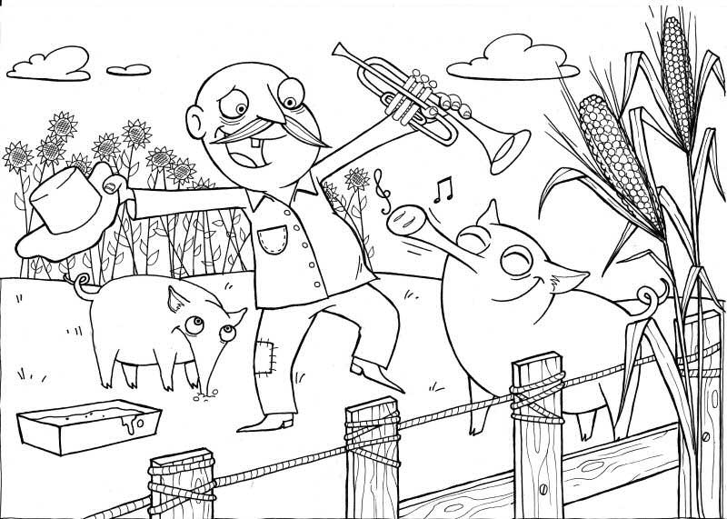 Free little pigs coloring page