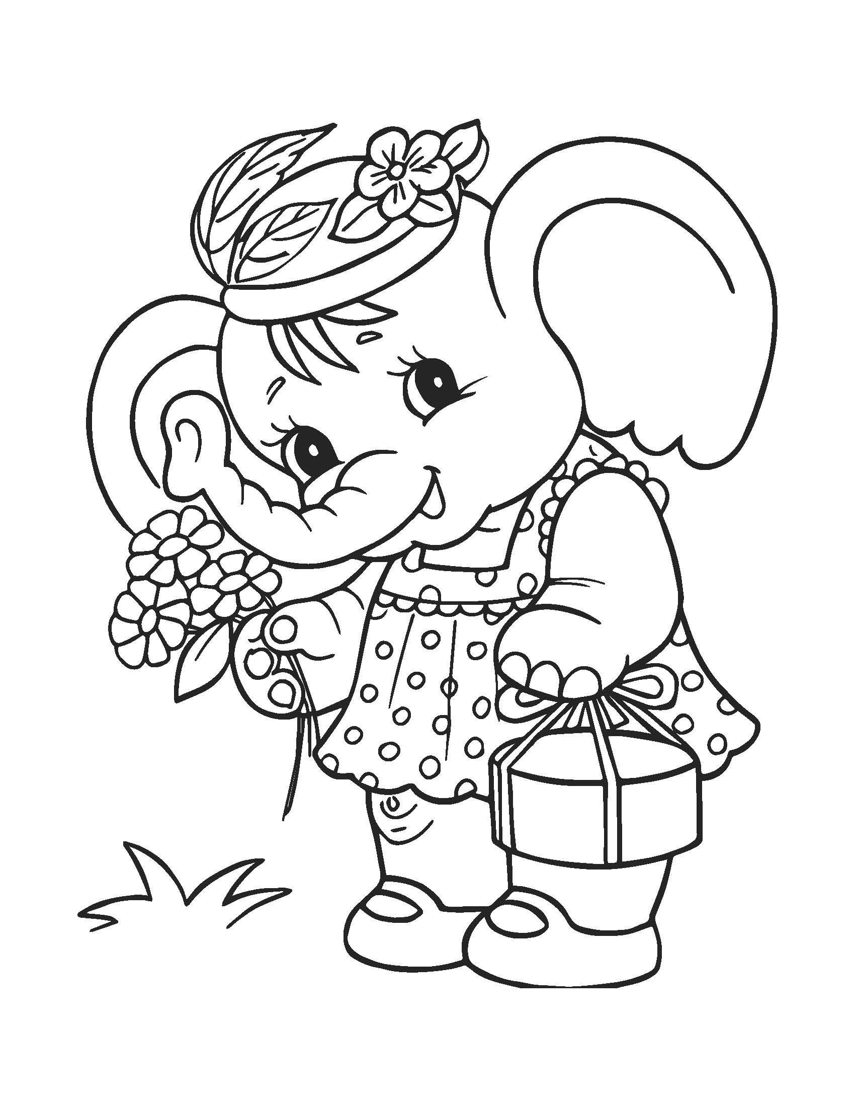 Printable elephant coloring book pages instant download