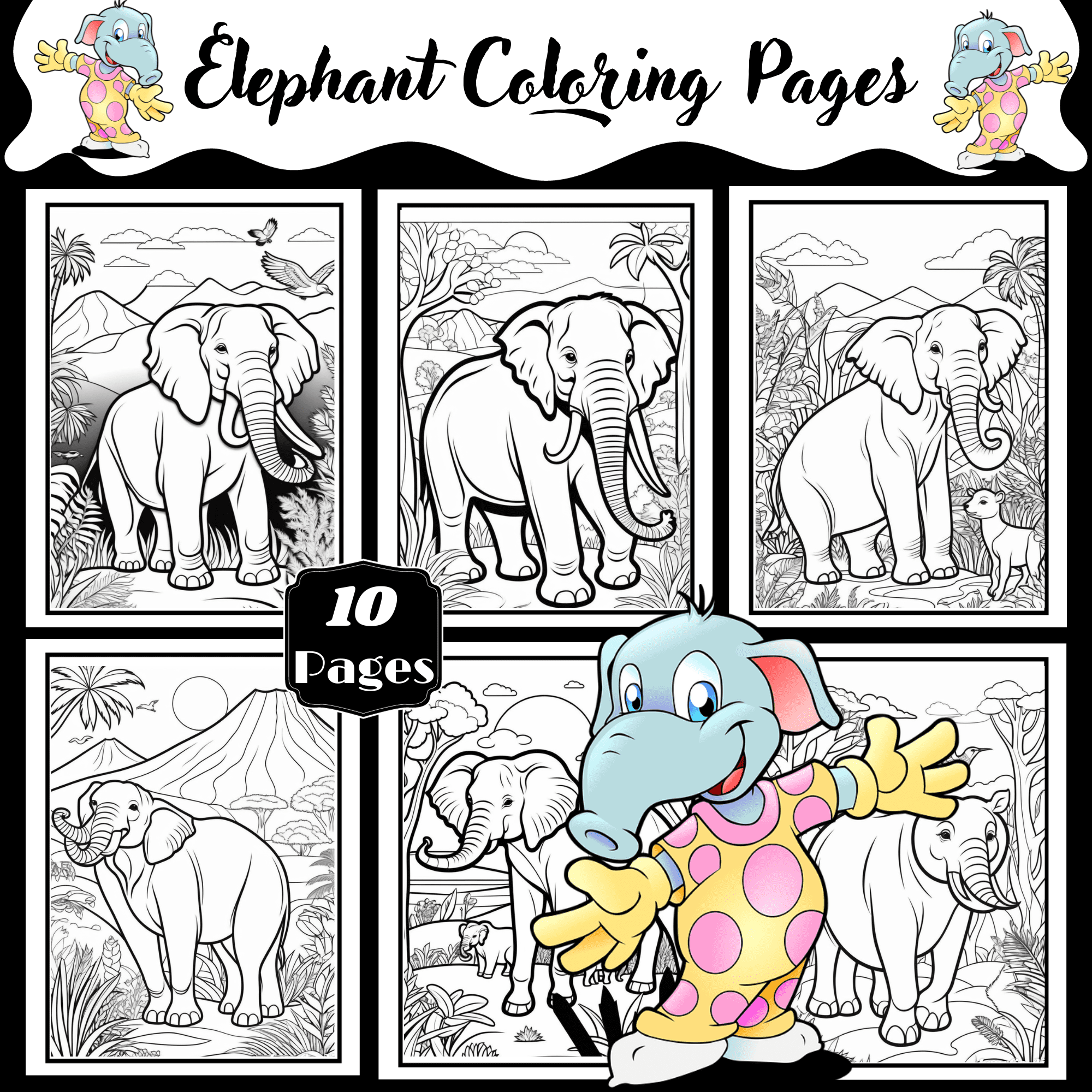 Elephant coloring pages for kids made by teachers