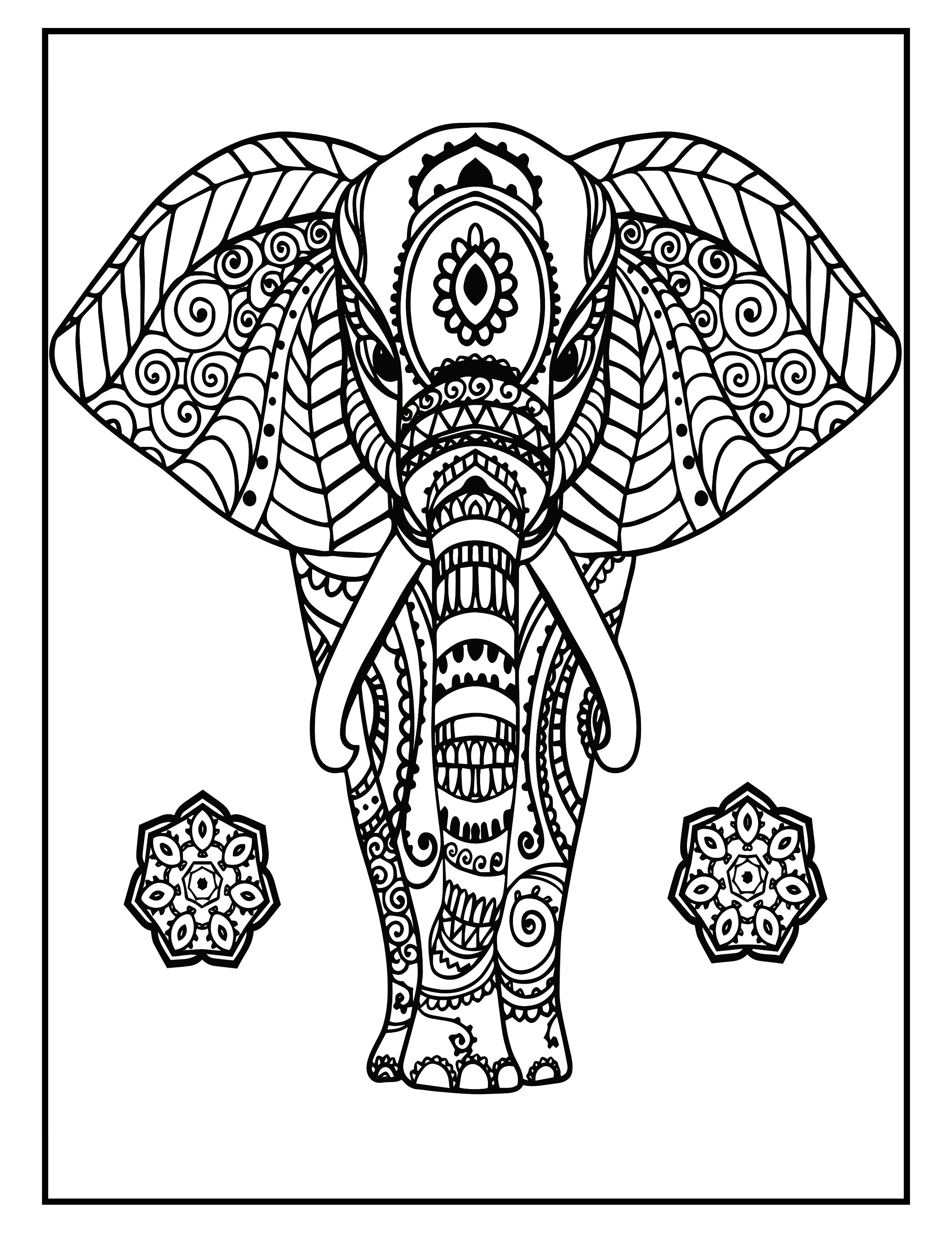 Elephant mandala coloring pages