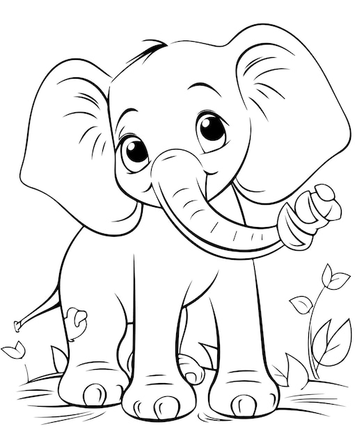 Premium vector elephant coloring page for kids print this free printable elephant coloring page for kids