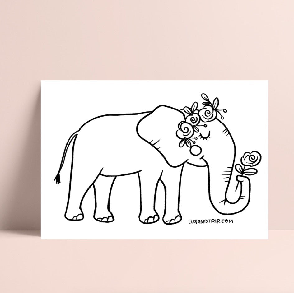 Printable elephant coloring page â lux trip