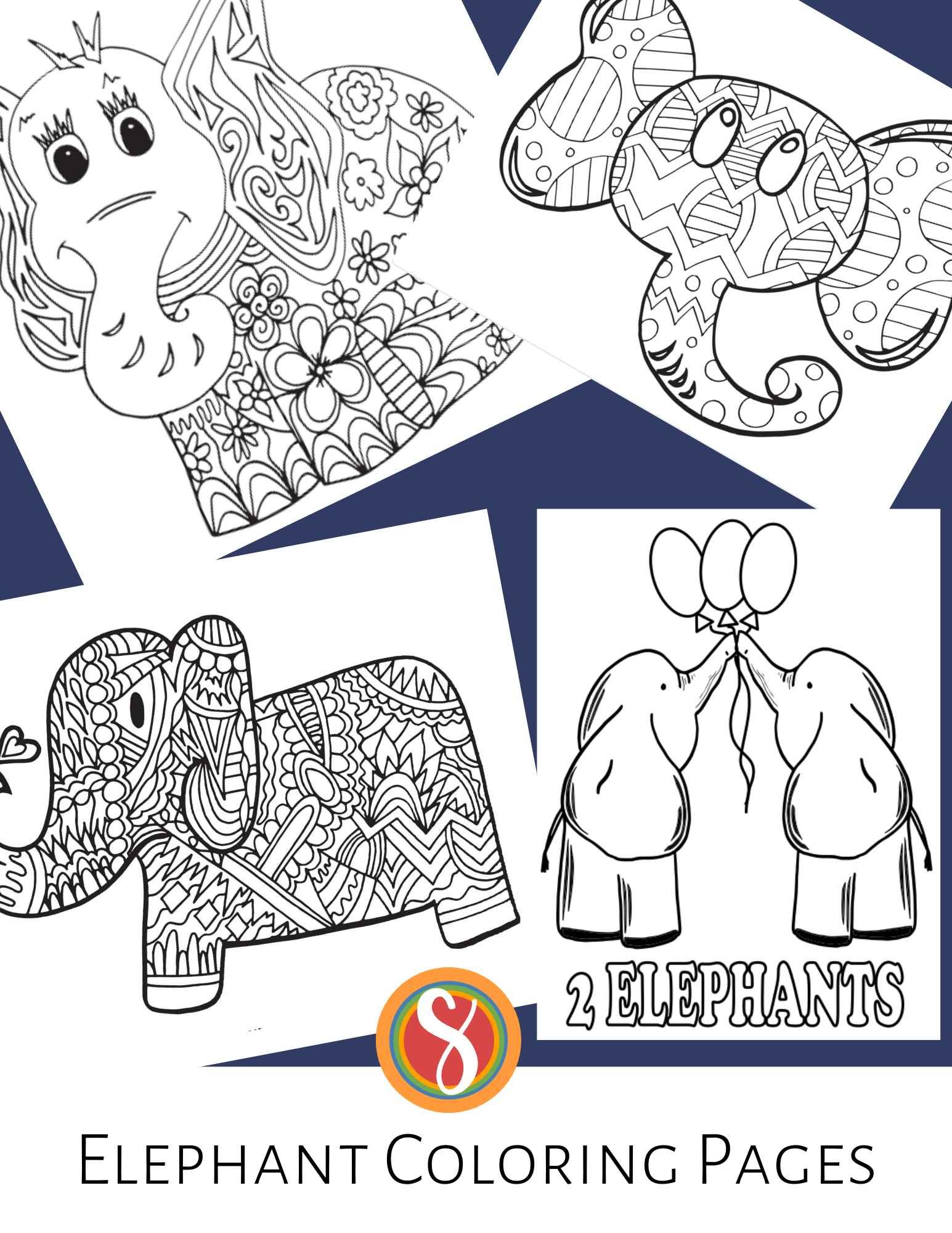 Free elephant coloring pages â stevie doodles