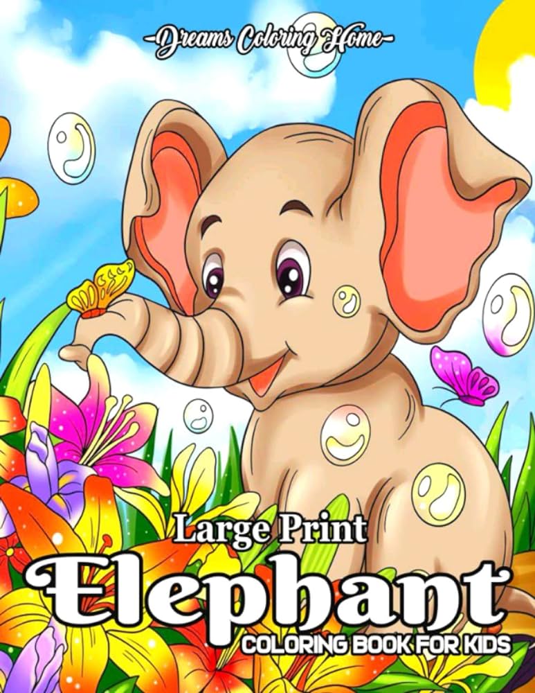 Large print elephant coloring book for kids coloring book for kids ages