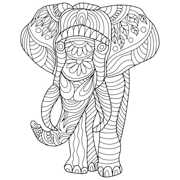 Coloring pages of elephants stock illustrations royalty