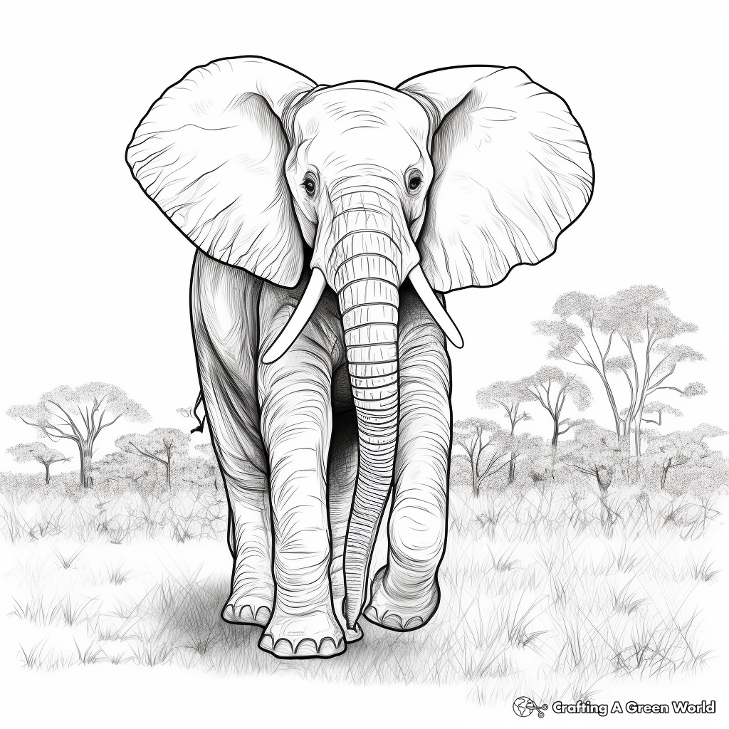 Realistic elephant coloring pages