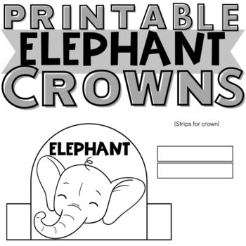 Printable elephant craft crown hat preschool african animal safari coloring