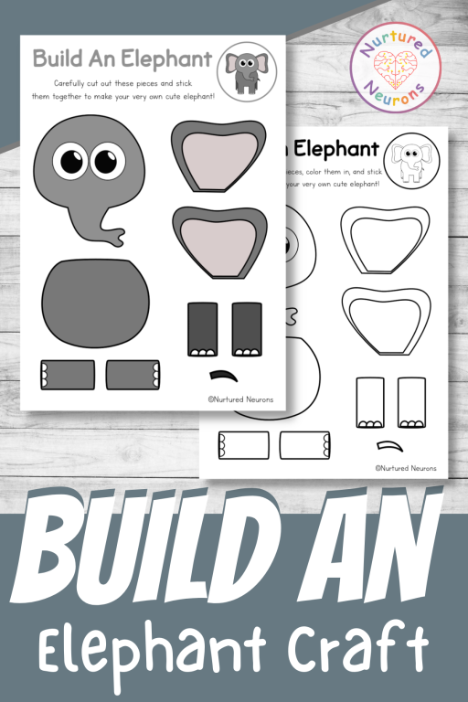 Build a cute elephant printable cut and paste craft