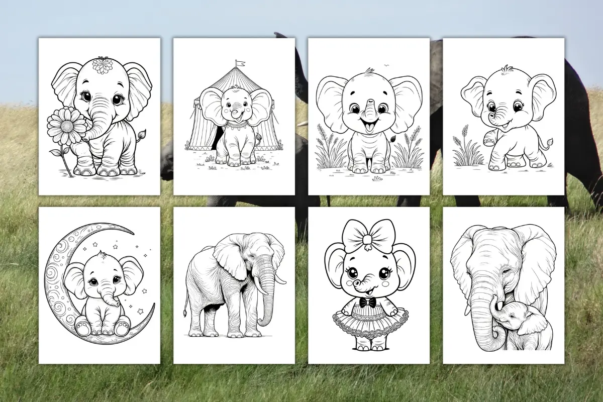 Free printable elephant coloring pages