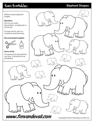 Printable elephant templates for kids â tims printables