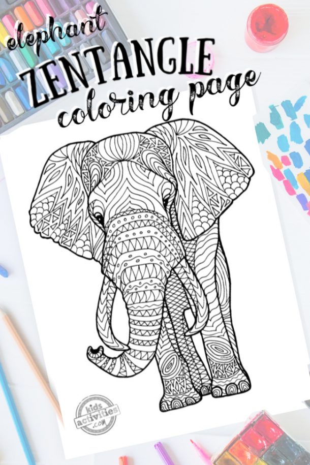 Exotic elephant zentangle coloring page kids activities blog