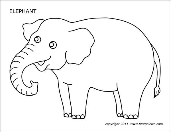 Elephant free printable templates coloring pages