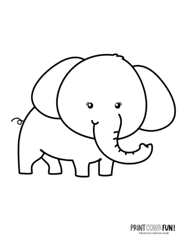 Cute cartoon elephant coloring pages to print at