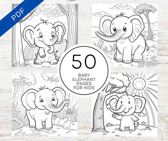 Kdp interior baby elephant coloring pages x printable pdf canva template kids coloring book mercial use