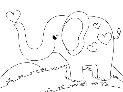 Cute elephant coloring page free printable coloring pages