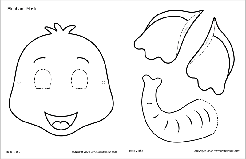 Elephant mask free printable templates coloring pages