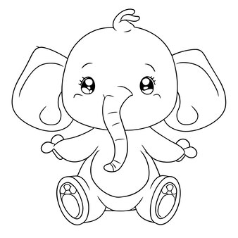 Page elephant coloring cutting practice images