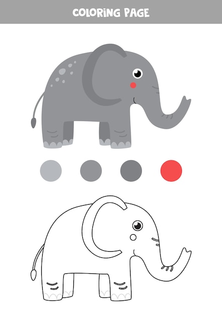 Premium vector color cute cartoon elephant worksheet for kids