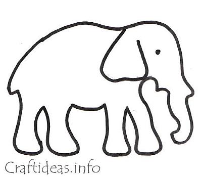 Craft template and coloring book page for an elephant