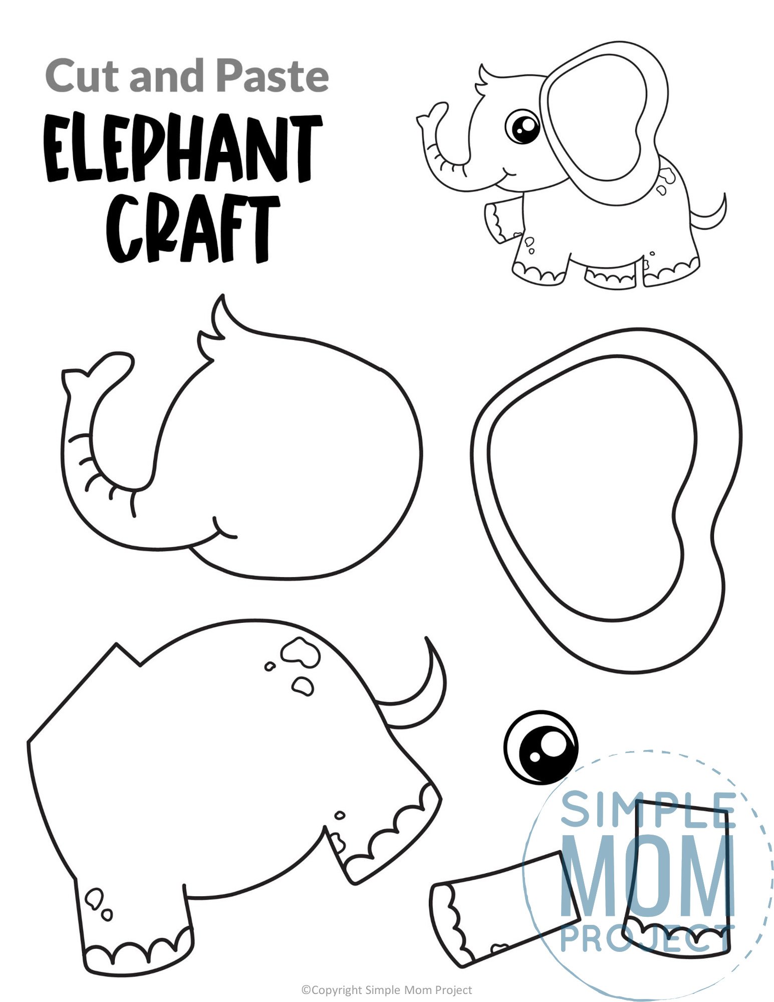 Free printable elephant craft template â simple mom project