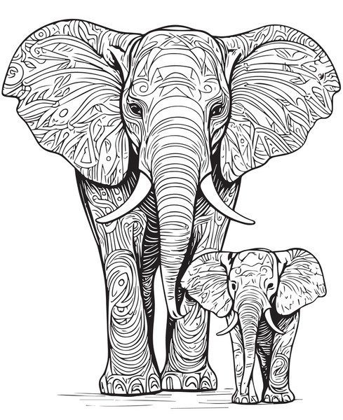 Thousand coloring book adult elephant royalty